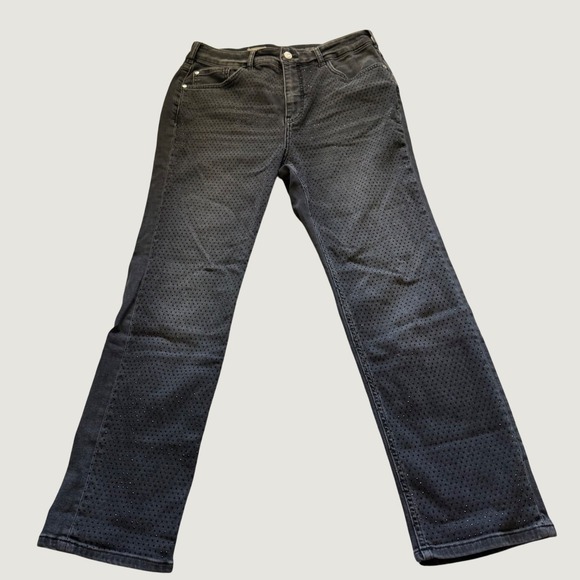 Pilcro & The Letterpress Denim - Pilcro Anthropologie Black Embellished Studded Straight‎ Leg Jeans Size 30
